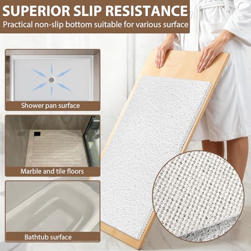 Shower Mat Non Slip: 39.4 x 27.5 Inch Extra Large Shower Mats for Inside Shower with Drain Hole - Soft PVC Loofah Anti Slip Shower Stall Mat for Walk-in Shower and Bathroom, Quick Drying - color: White, size: 39.4" x 27.5" (Rectangular)