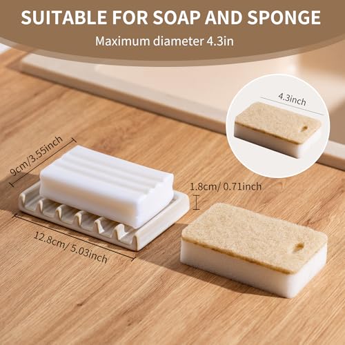 Tanew Self Draining Premium White Ceramic Waterfall Soap Dish, Bar Soap Holder, Shower Soap Holder Sponge Holder Soap Tray Savers for Bathroom, Shower, Kitchen, Sink and Countertop - color: White1