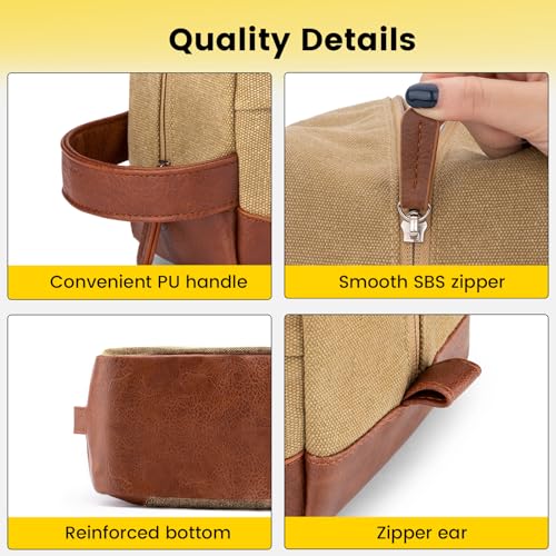 Vorspack Travel Toiletry Bag - Hanging Toiletry Bag for Men Water Resistant Canvas Shaving Bag with Large Capacity for Travel - Brown (Pack of 2) - color: Brown, size: Medium (Pack of 2)