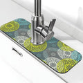 Blue Green Gray Flower Chrysanthemum 15" X 5.5" Kitchen Sink Splash Guard Faucet Faucet Guard Draining Mat Sink Splash Guard Faucet Kitchen Bathroom - color: Blue Green Gray Flower Chrysanthemum