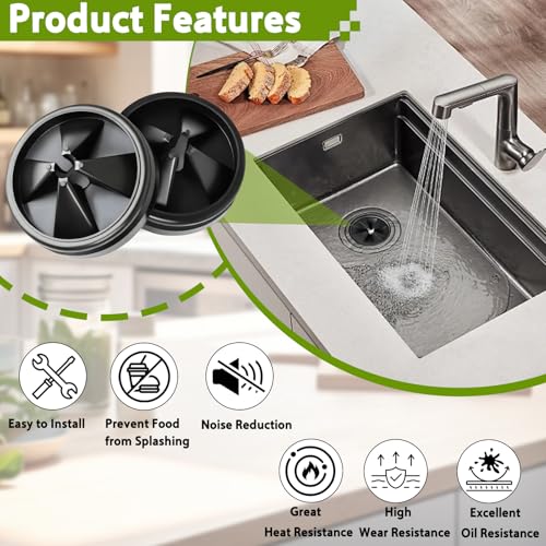 4-Pack 3-3/8in Garbage Disposal Splash Guard Compatible with InSinkErator | QCB-AM Replacement for InSinkErator Evolution & for Moen, Noise Reduction, Leakproof, Durable