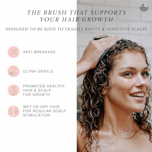 MANTA Pulse Electric Scalp Massage Brush – Wet Exfoliating Scalp Massager, Shampoo Brush for Hair Growth with Shower Holder, Grey