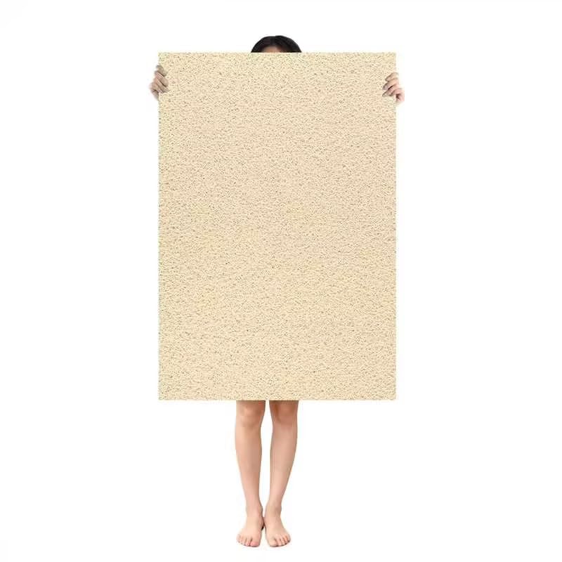 Shower Mat Non Slip: 39.4 x 27.5 Inch Extra Large Shower Mats for Inside Shower with Drain Hole - Soft PVC Loofah Anti Slip Shower Stall Mat for Walk-in Shower and Bathroom, Quick Drying - color: Khaki, size: 39.4" x 27.5" (Rectangular)