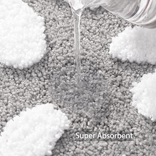 QJHOMO Toilet Rugs U Shaped, Gray Toilet Mat Cute Daisy Contour Bath Rug 20"x24", Extra Thick Soft Machine Washable Toilet Carpet, Non Slip Bathroom Floor Mats Super Absorbent Microfiber Bath Rugs - color: Grey, size: 1'8" x 2' (U-Shape)