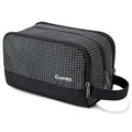 Gonex Travel Toiletry Bag Nylon, Shaving Bag Toiletry Organizer Check Patten (Black) - color: Check Patten (Black)