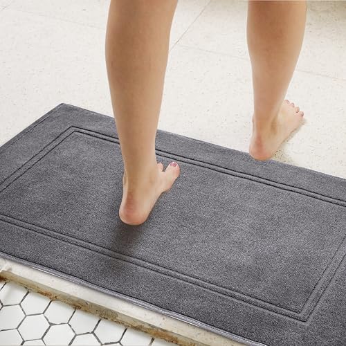 Tens Towels Pack of 2 Bath Mats 100% Cotton, 20 x 32 Inches, Super Absorbent, Hotel Quality Premium Floor Towels, Luxurious, Soft & Quick Dry, Not a Bathroom Rug, Dark Grey - color: Dark Grey