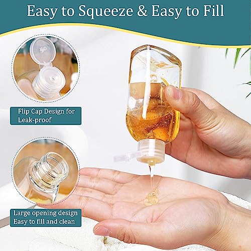 Cosywell 9PCS Leakproof Travel Bottles for Toiletries - TSA Approved Refillable Containers Set for Shampoo, Conditioner, Lotion, Cream Jars - color: F-Clear