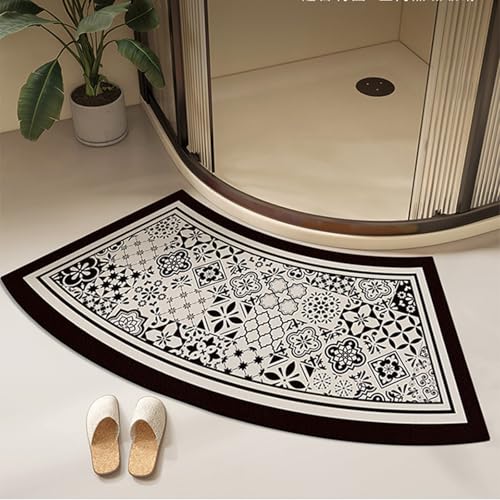 Fast Drying Curved Bath Mat Shower Mats for Round Bathroom and Shower, Strong Absorbent Corner Bath Mat, Rubber Non-Slip Bottom, Easy to Clean, 45x100cm(18x40inch),H - color: H