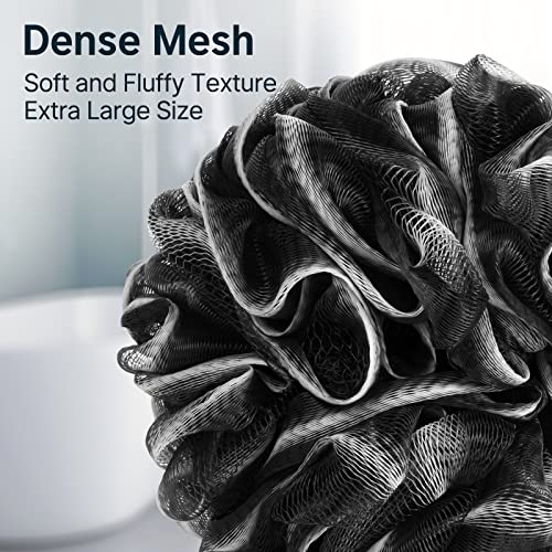 AmazerBath Loofah Sponge, Shower Loofah for Men and Women - Body Scrubber Loofa Set of 3 Classic Black & White Edge, Bath Sponge 60g/PCS - style: Classic Black & White Edge