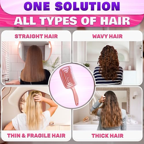 Vented Hair Brush for Blow Drying - Pink Hair Detangler Brush, Lightweight and Ergonomic, Convenient Size, Suitable for All Curl Types (Includes Wigs), Great for Home and Travel Use for Quick Styling - color: 1 Pc Pink Hair Detangler Brush