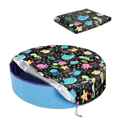 Foldable Round Dog Swimming Pool Cover, for 32 "/63“/48” Collapsible Outdoor Tub, PVC Coating Waterproof and UV Protection, Leakproof Washable Kiddie Pet Small Paddling Bath Accessories - size: M-48*12 inch