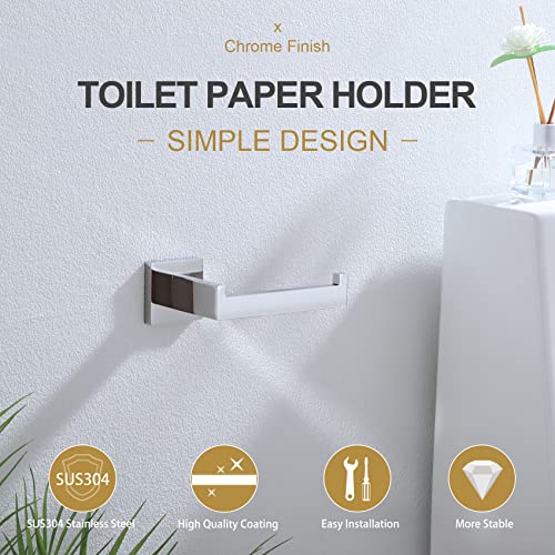KOKOSIRI Toilet Paper Holder Chrome Toilet Roll Holder for Bathroom Kitchen Washroom T-304 Stainless Steel Wall Mounted, Polished Finish, B2003CH - color: Polished Chrome, size: Without Shelf(1 Pack)