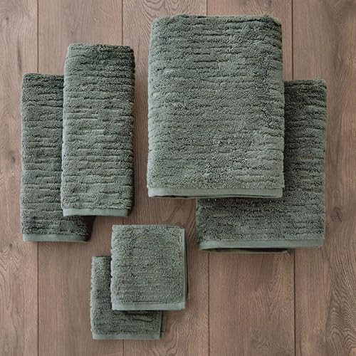 SKL Home CloudSoft 100% Cotton Luxury 6-Piece Towel Set, 600 GSM, Ultra Plush & Absorbent - 2 Bath Towels, 2 Hand Towels, 2 Washcloths, Green Pine - color: Green Pine, style: 6-Piece Towel Set
