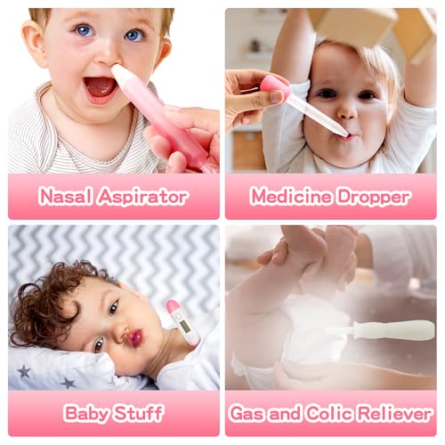 Baby Healthcare and Grooming Kit, 21 in 1 Portable Baby Essentials Kit with Gas Relief Hair Brush Comb Nasal Aspirator for Newborn Boys Girls (Pink) - style: 21 Kits-Pink