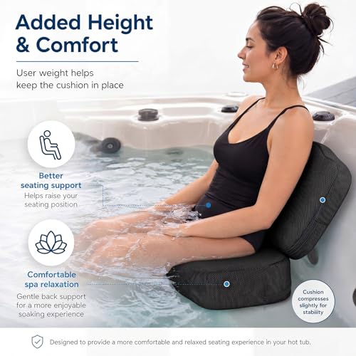 Yerliker 1 Pcs Foldable Hot Tub Booster Seat for Adults Adjustable 2 Heights up to 6.3", Weighted Booster Seat 3D Air Mesh Hot Tub Accessories Quick Dry Micro Dot Non Slip for Spa Bathtub Pool (Black) - color: Black
