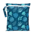 Bumkins Waterproof Wet Bag, Washable, Reusable for Travel, Beach, Pool, Stroller, Diapers, Dirty Gym Clothes, Wet Swimsuits, Toiletries, 12x14 – Blue Tropic - color: E5 Blue Tropic, style: Wet Bag
