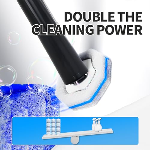 Disposable Toilet Bowl Brush with 36 Toilet Wand Refills Pads Replacement Heads, Toilet Cleaning Stick,Toilet Bowl Cleaner Wands Holder and Set, Toilet Cleaning System Starter Kit - style: Toilet brush+36 refills