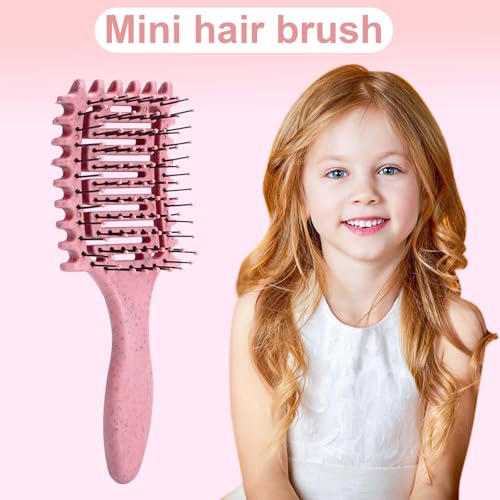Curl Defining Brush for Curly Hair, Vented Detangling Hair Brush for Wet and Dry Styling, Curved Brush for Shaping and Smoothing Curl Clumps, Lightweight Hair Brush (2Pcs Pink) - color: 2Pcs Pink