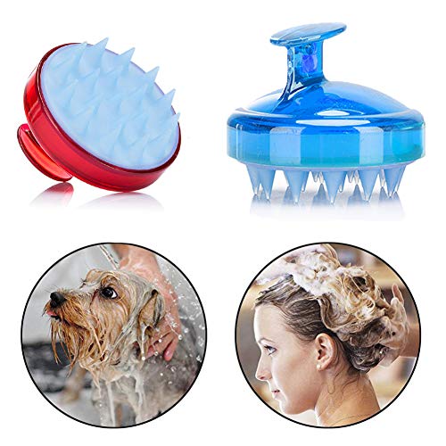 INVODA Scalp Massager Shampoo Brush Soft Silicone Bristles for Dandruff Removal & Hair Growth, Waterproof Wet/Dry Use, Men, Women & Pets - color: Blue