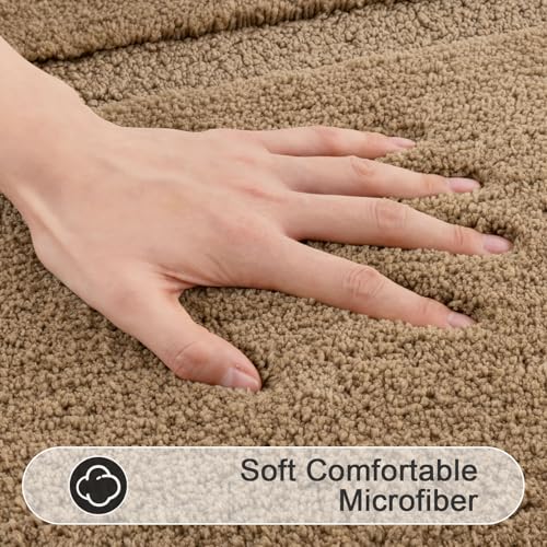 SHACOS Khaki Brown Bathroom Rugs Sets 3 Piece Bath Mat U Shaped Toilet Rug | 20x47+ 20x32+ 20x24, Soft Fluffy Microfiber Bath Rugs Set, Non Slip Washable Absorbent Bathroom Runner Floor Mats Shower Rug - color: Khaki Brown, size: 20"x32"+ 20"x47"+U Shape