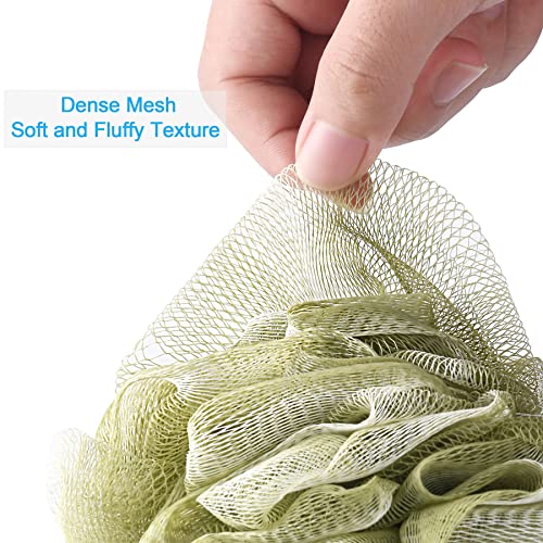 AmazerBath Loofah Sponge 75g/Piece, Exfoliating Bath Sponge Body Scrubber, Large Loofa Set of 4 - White Grey-Pink-Army Green-Green - style: Army Green