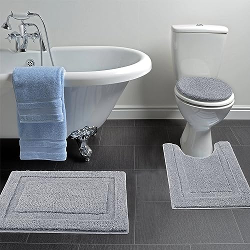 SHACOS Microfiber Bathroom Rugs Set of 3 Pieces | Small Bath Mats 16"x24" with Toilet Lid Cover U Shaped Toilet Rug Fluffy Plush Non Slip Washable Carpet(Light Grey) - color: Light Grey, size: 16"x24"+U-Shape 20"x24"+Lid Cover 19"x21"