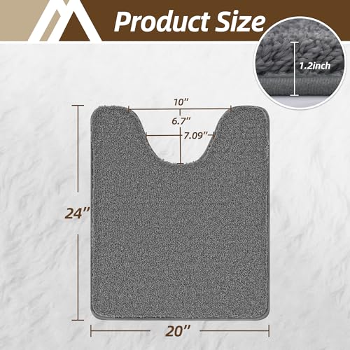 COSY HOMEER Toilet Rugs U-Shaped 24"x20",Soft Absorbent Bath Mat with Non-Slip TPR Backing, Machine Washable Shaggy Bath Rug for Toilet,Dark Grey - color: Dark Grey, size: 1'8" x 2' (U-Shape)