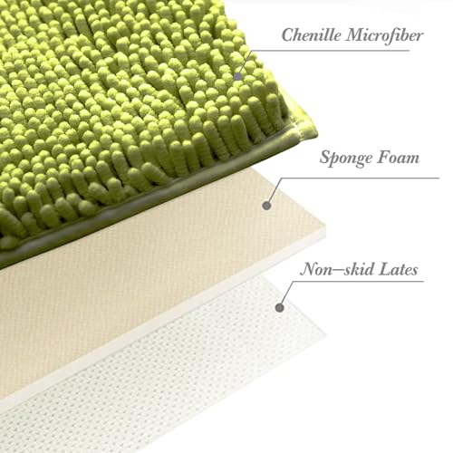 Non-Slip Bath Rug,Extra Soft Microfiber Bedroom Shag Carpet with Anti-Slip Backing,Water/Dust Absorbent Fast Dry Shower Mat,Sound Insulated Stairs Pad,Machine Washable (Lime Green,12 x 19 Inches) - color: Lime Green, size: 12"x19"