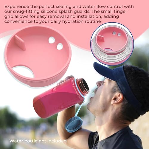 Splash Guards Compatible with 32 oz Wide Mouth Bottles with a 53 mm Inner Opening, Wide Mouth Water Bottle Accessories, Not for 16 oz or Narrow Mouth Bottles - color: Sakura Pink 2 Pack
