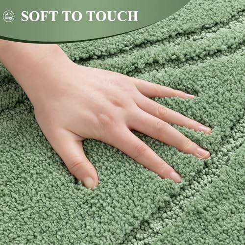 Bsmathom Bathroom Rugs Sets 3 Piece, Soft Non Slip Microfiber Bath Mat and U-Shaped Contour Toilet Rug, Machine Washable Absorbent Shaggy Bathroom Set, Green - color: Green