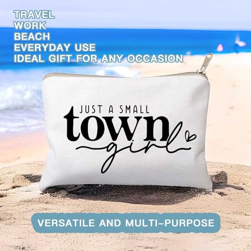 Just a Small Town Girl Makeup Bag Country Girl Gift, Southern Girl Small Town Girl Cosmetic Bag Positive Gift Journey Pouch to Her Teen Girl’s Birthday Gift Travel Bag - color: Town Girl