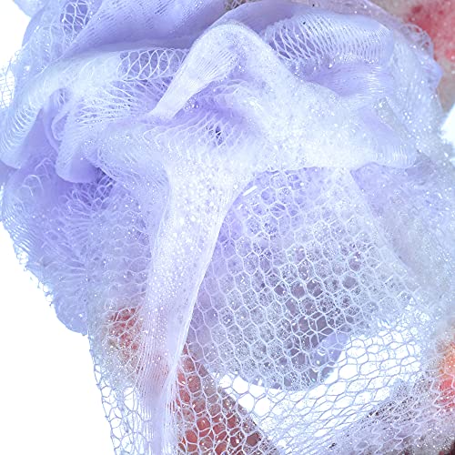 60g/pcs Purple Mesh Bath Sponge Shower Pouf Loofahs Shower Puff Pack of 4 (Purple) - color: Purple