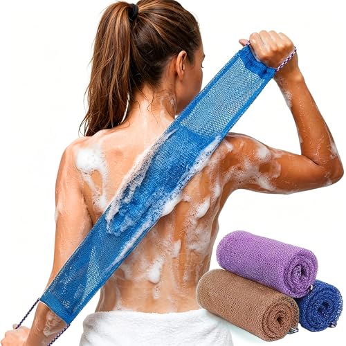 Dr.Pedi 3 Pieces African Net Sponge with Handles Long African Exfoliating Net Washcloth Bath Sponge Net Cloth Wash Net Body Back Scrubber for Shower Loofah - style: deep