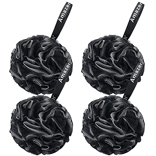 AmazerBath Loofah Sponge 75g/Piece, Loofah for Men Body Scrubber - Bath Sponge Loofa Set of 4 Black (Large) - style: Black