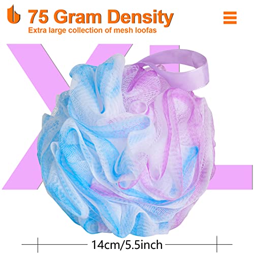 Urbanstrive Shower Bath Sponge XL 75g Soft Shower Loofahs Balls for Body Wash Men Women Bathroom Accessories, 1 Pack, Blue-Purple - color: Blue-purple