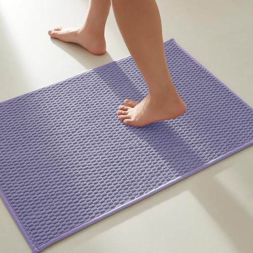 TYUU Bathroom Rugs Non Slip Washable, Super Absorbent Thin Bath Mat Small Quick Dry Low Pile Bathroom Rug, Lavender 20"x30" - color: Lavender, size: 1'8" X 2'6" (Rectangular)