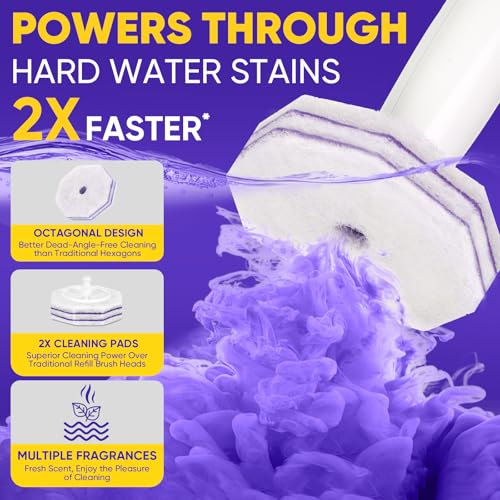 30Ct Aromative Toilet Brush Refills, Toilet Bowl Cleaner Refills, Double-Layer Cleaning Pads Added, Compatible with Most Toilet Brushes，Lavender（Patented） - color: Lavender (30P)