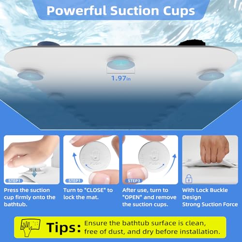 Iridesc Bubble Bath Mat Tub Spa Massager, Portable Spa Bubble Bath Massager with Remote Control, Upgraded Powerful Suction Cup, Pillow, Electric Air Pump, 6-Speed Bubbles for Home Relaxation