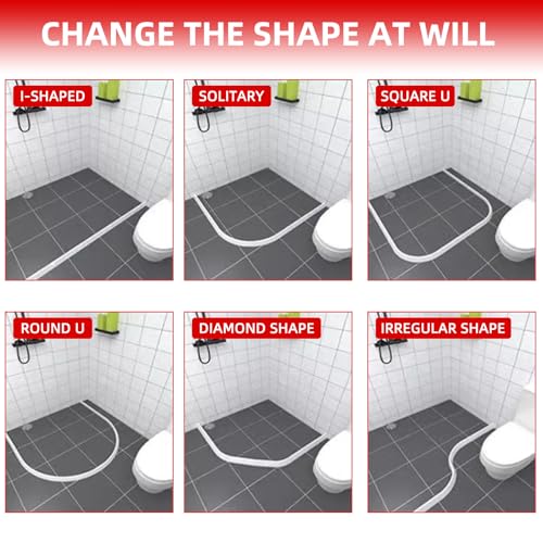 Flexible Shower Threshold Water Dam, Self Adhesive Silicone Water Barrier, Bathroom and Kitchen Water Strip, Shower Splash Guard for Dry and Wet Separation, 78inch, White - color: White, style: 78Inch