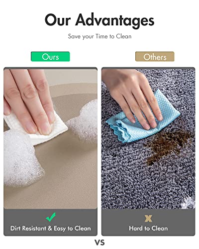 MontVoo Bath Mat Runner - Long Non Slip Absorbent Quick Dry Thin Bath Rug for Bathroom Floor Mat - Rubber Backed - Stain Resistant - Easy Care - Beige 17"x50" - color: Beige, size: 17"x50"