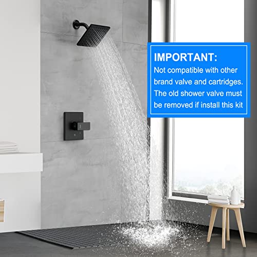 Esnbia Tub Shower Kit, Bathtub Shower Faucet Set（Valve Included) with 6-Inch Rain Shower Head, Single-Handle Shower Trim Kit, Matte Black - color: Matte Black, style: without tub spout
