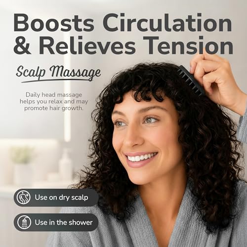 SILKLE Scalp Massager Shampoo Brush – Silicone Scalp Scrubber for Hair Growth & Dandruff Removal, One-Piece, Non-Slip Handle, Soft Bristles, Wet/Dry Shower Scalp Exfoliator for All Hair Types – Black - color: Black