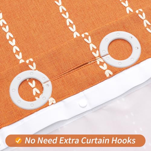MitoVilla No Hooks Required Orange Boho Shower Curtain with Snap-in Liner, Farmhouse Cotton Linen Fabric Shower Curtains with Tassels for Rustic Neutral Bathroom Decor, Burnt Orange, 72 x 74 - color: Orange
