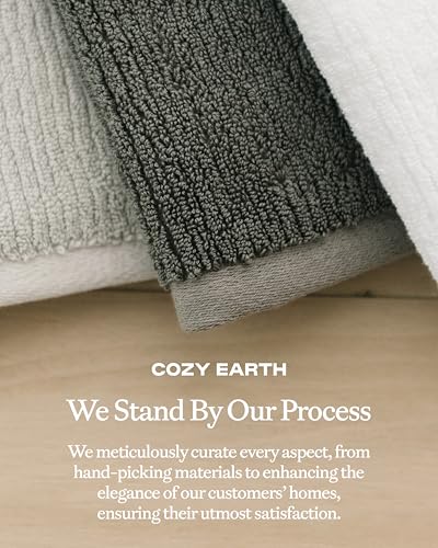 Cozy Earth Ribbed Washcloth Set - 60% Cotton 40% Viscose from Bamboo Bathroom Washcloths - Soft & Absorbent Textured Ribbed Pattern - 4 Pack Charcoal - color: Charcoal, size: Washcloth