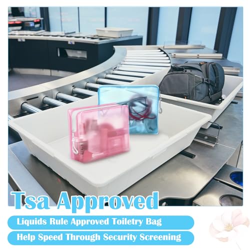 8 Pack TSA Approved Travel Toiletry Bags Frosted Translucent Leak-proof Cosmetic Makeup Bags for Women Men Travel Organizer Airport Security(Pastel,6.7 x 5.5 x 1.8 Inch) - color: Pastel, size: 6.7 x 5.5 x 1.8 Inch