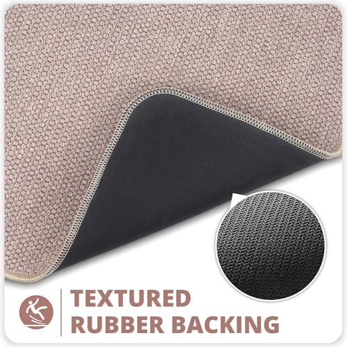 Bath Mat,Ultra Thin Bathroom Rugs,Rubber Bath Mats for Bathroom,No Slip Bath Rugs,Quick Dry,Machine Washable,Low Pile,Absorbent,Shower Outside,Sink,Home Decor Accessories.Beige,1'5"x2'3"(2 Pack) - color: Beige, size: 1'5" X 2'3" (2 Pack)