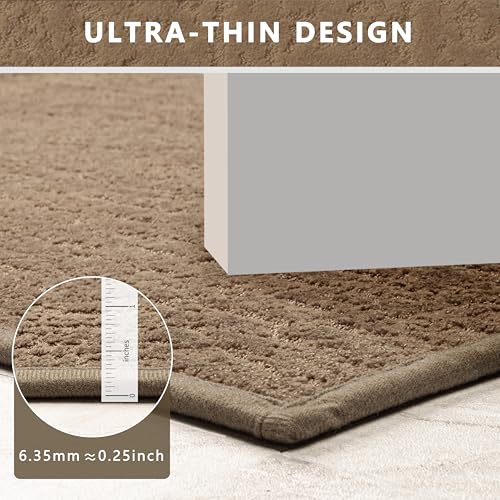 Bathroom Mat Quick Dry Low Profile Washable Bathroom Rugs Non Slip Bath Rug Ultra Thin Bath Mat Fit Under Door, Coffee 17" × 32" - color: Coffee, size: Medium(17"x 32")