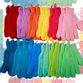 24 Pcs Exfoliating Bath Gloves Shower Gloves, 12 Colors Double Sided Exfoliating Gloves for Beauty Spa Massage Skin Shower Body Scrubber Bath Accessories, Made of Nylon