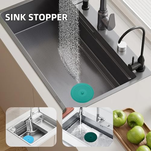 Tub Stopper 2PCS,Bathtub Drain Stopper,6 inches Bathtub Tub Drain Cover Stopper,Silicone Drain Plug Plug,Kitchen Bathroom Hair Water Shower Stopper,Large Bathroom Laundry Accessories (Blue/Green) - color: Blue/Green
