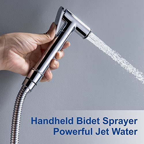SHAMANDA Warm Water Bidet Sprayer for Toilet with Hot and Cold Brass Rough-in Valve, Stainless Steel Round Handheld Bidet Attachment Set for Feminine, Pets and Baby Diaper Wash, Polished Chrome BDS09 - color: Chrome, style: Hot & Cold Water Modes-Round